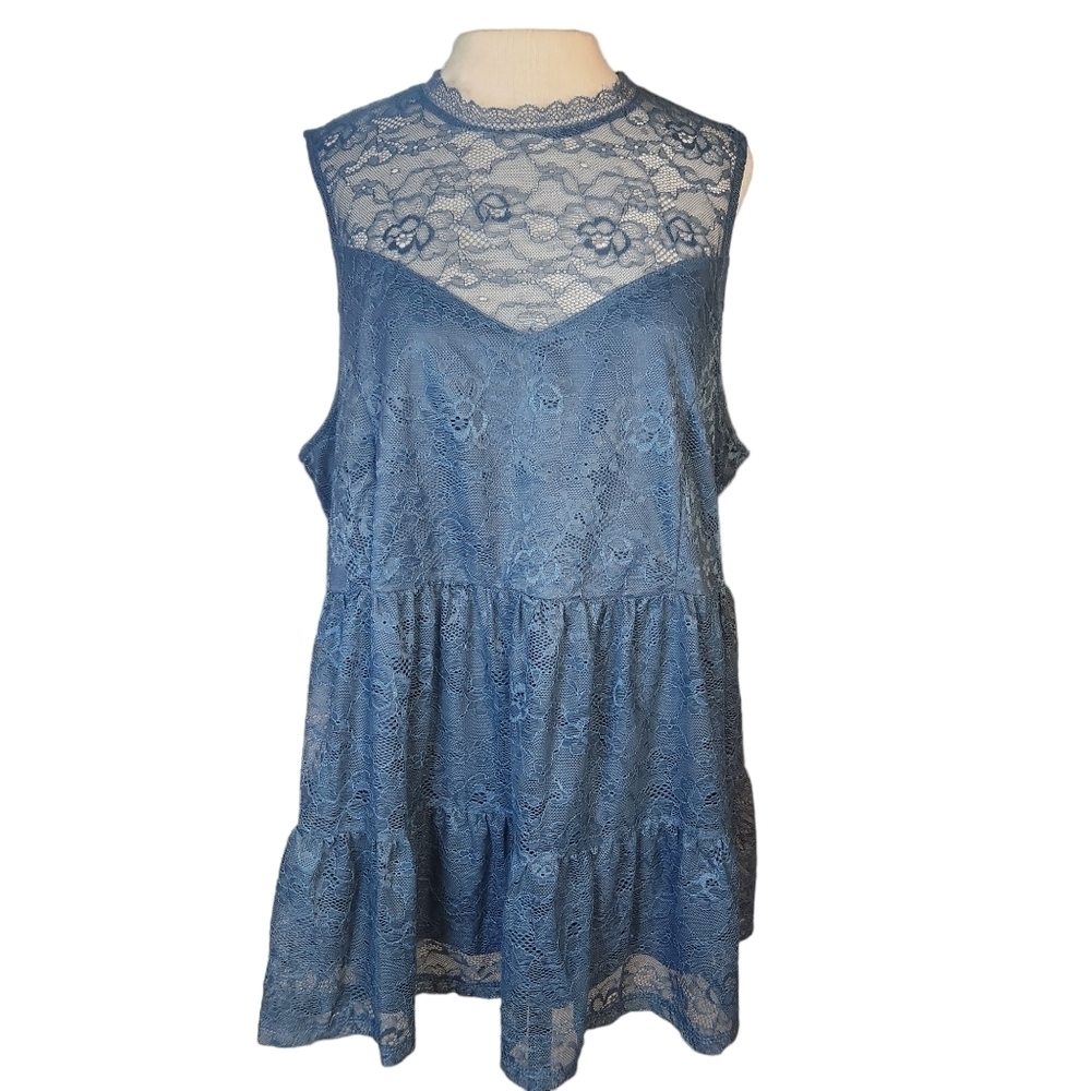 Torrid Blue Lace Tank Top
